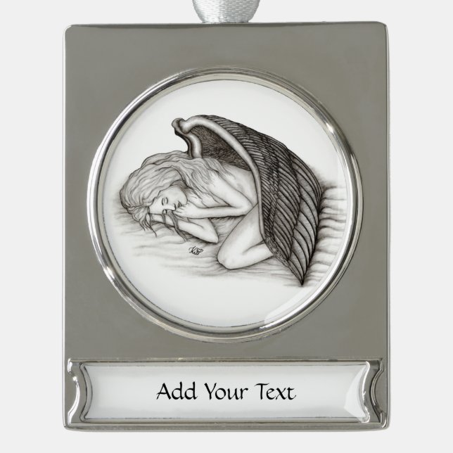Ein schlafender Engel Banner-Ornament Silber (Vorderseite)