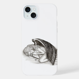 Ein schlafender Engel , schwarz-weiß Design iPhone 15 Plus Hülle