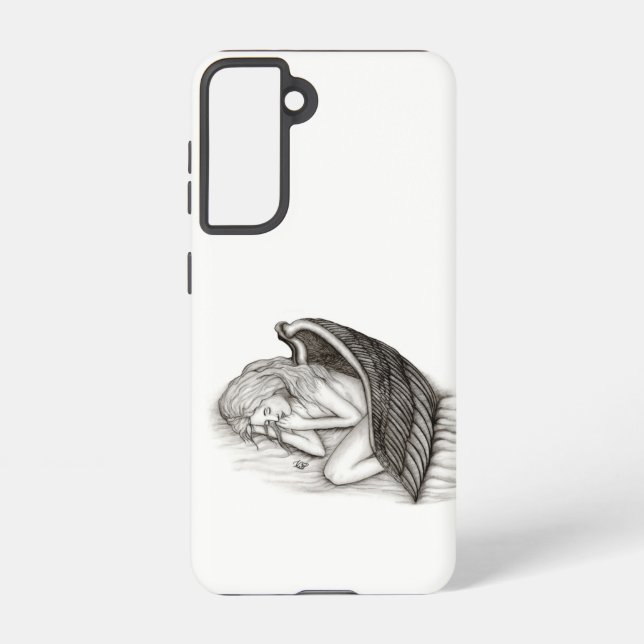 Ein schlafender Engel , schwarz-weiß Design Samsung Galaxy Hülle (Rückseite)