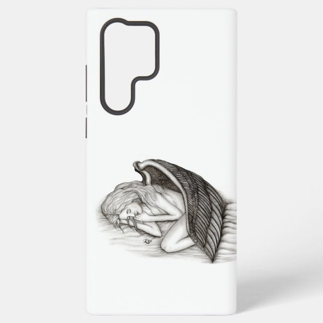 Ein schlafender Engel , schwarz-weiß Design Samsung Galaxy Hülle (Rückseite)