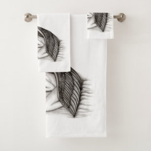 Ein Schlafengel , Schwarz-Weiß-Design Badhandtuch Set
