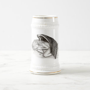 Ein Schlafengel , Schwarz-Weiß-Design Bierglas