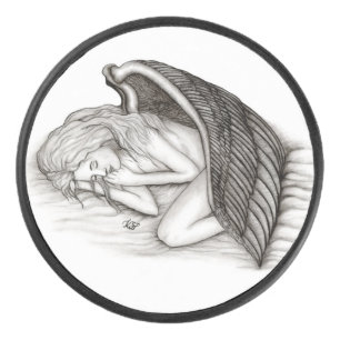 Ein Schlafengel , Schwarz-Weiß-Design Eishockey Puck