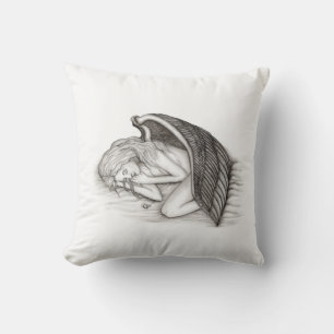 Ein Schlafengel , Schwarz-Weiß-Design Kissen