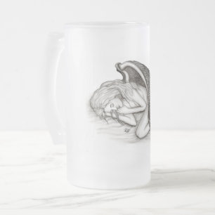 Ein Schlafengel , Schwarz-Weiß-Design Mattglas Bierglas