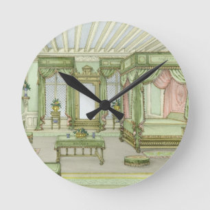 Ein Schlafzimmerinnenraum in Art Henri II Runde Wanduhr