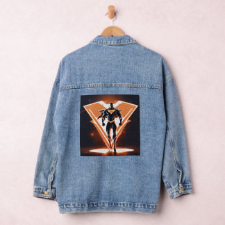 Ein schlankes Vektorlogo Super-Helden-Denim-Jacke Jeansjacke