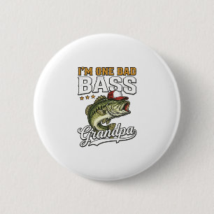 Ein schlechter Bass-Opa-Angeln Vintage-Vektor-Desi Button