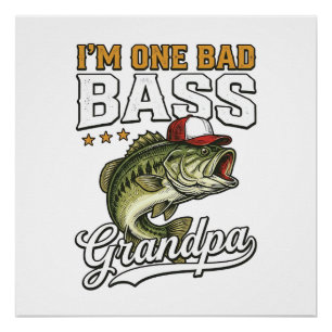 Ein schlechter Bass-Opa-Angeln Vintage-Vektor-Desi Poster