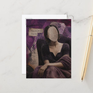 Ein schmerzloses Gesicht Mixed Media Collage Postkarte
