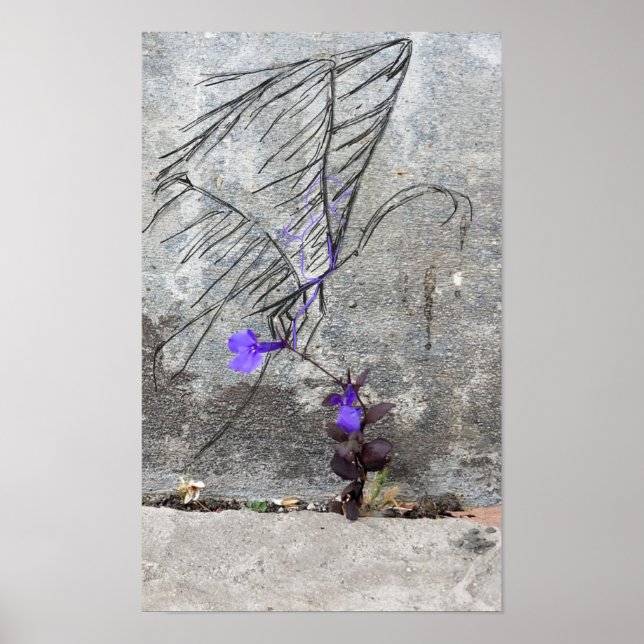 Ein Schmetterling landete auf Violett Poster (Vorne)
