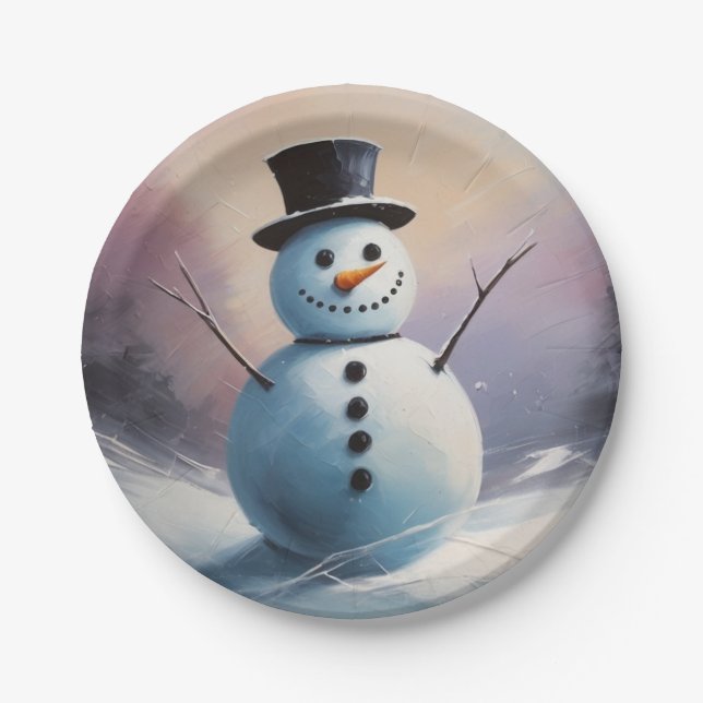 Ein schneebedeckter Tag Pappteller (Vorderseite)