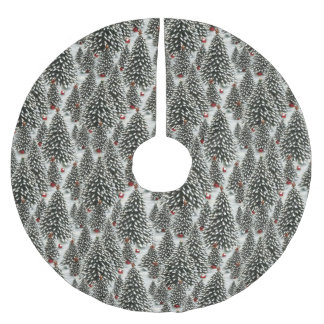 Ein schneebedeckter Wald mit Weihnachtsbäumen Polyester Weihnachtsbaumdecke