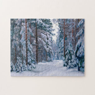 Ein schneebedeckter Weg im Wald