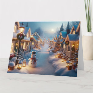 Ein schneebedecktes Dorf zu Weihnachten Karte