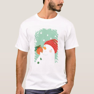 Ein Schneemann, der eine Verzierung auf einem Baum T-Shirt