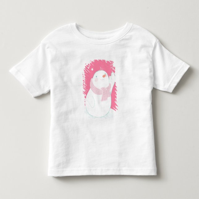Ein Schneemann, der für eine fallende Schneeflocke Kleinkind T-shirt (Vorderseite)