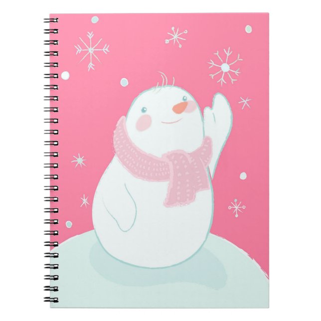 Ein Schneemann, der für eine fallende Schneeflocke Notizblock (Vorderseite)