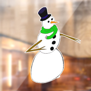 ein Schneemann Fensteraufkleber
