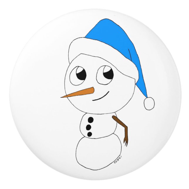 ein Schneemann Keramikknauf (Vorderseite)
