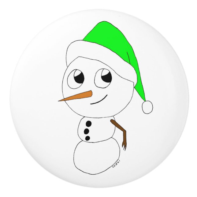 ein Schneemann Keramikknauf (Vorderseite)