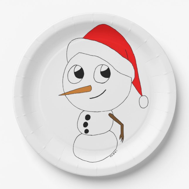 ein Schneemann Pappteller (Vorderseite)