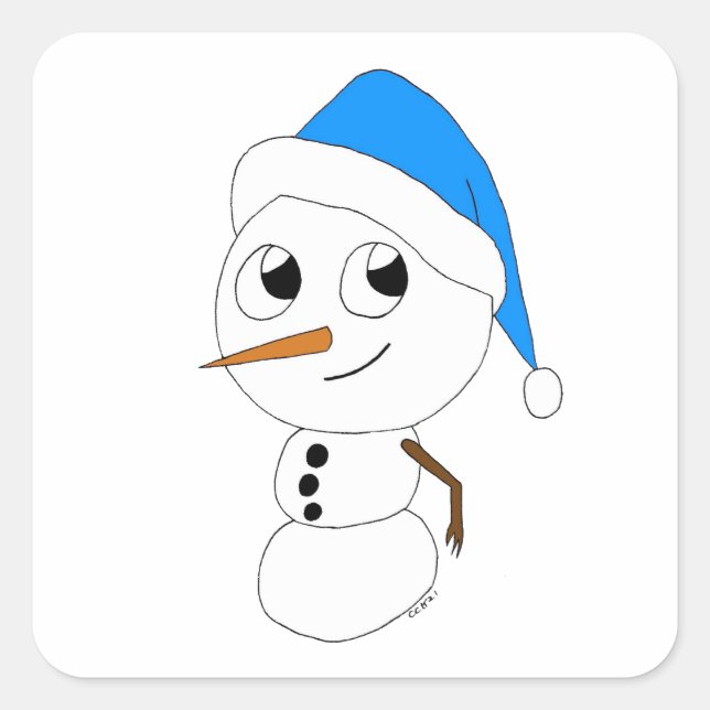 ein Schneemann Quadratischer Aufkleber (Vorderseite)