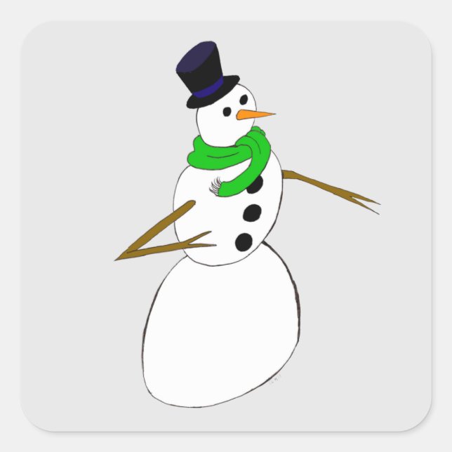ein Schneemann Quadratischer Aufkleber (Vorderseite)