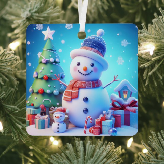 Ein Schneemanns Weihnachtsjubeln Ornament Aus Metall (InSitu)