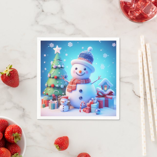 Ein Schneemanns Weihnachtsjubeln Serviette (Beispiel)