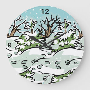 Ein Schneewald - Große Wanduhr