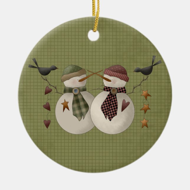 Ein schneeweißer Weihnachtsschmuck der Keramik (Vorne)