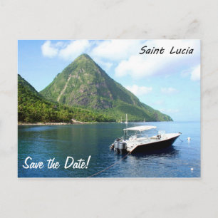 Ein Schnellboot vor den Pitons in Heiliger Lucia Ankündigungspostkarte