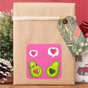 EIN SCHNELLER AVOCADO-STICKER QUADRATISCHER AUFKLEBER