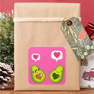 EIN SCHNELLER AVOCADO-STICKER QUADRATISCHER AUFKLEBER