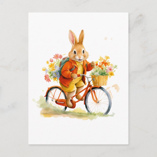 EIN SCHNELLES RABBIT MIT RAD Art Postcard Postkarte (Vorderseite)
