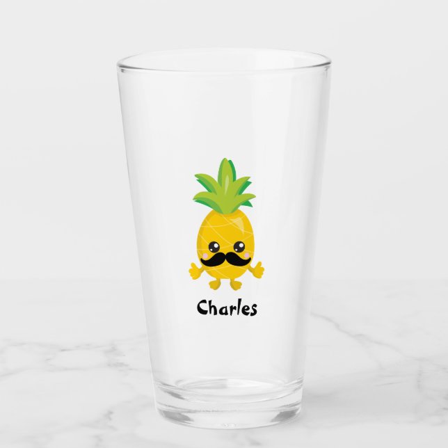 Ein schöner Ananas-Schnurrbart Glas (Vorderseite)