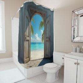 Ein schöner Blick auf den karibischen Strand Duschvorhang