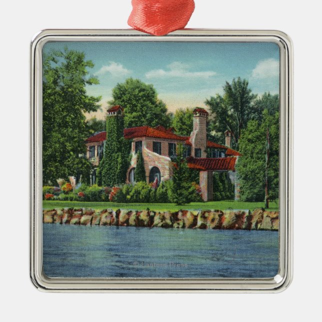 Ein schöner Chautauqua See-Wohnsitz Ornament Aus Metall (Vorne)