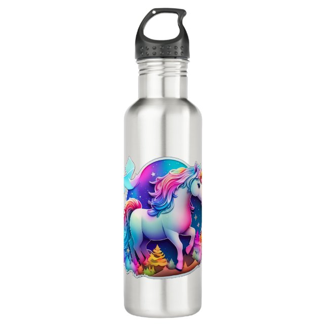 Ein schöner Einhornaufkleber Edelstahlflasche (Vorderseite)