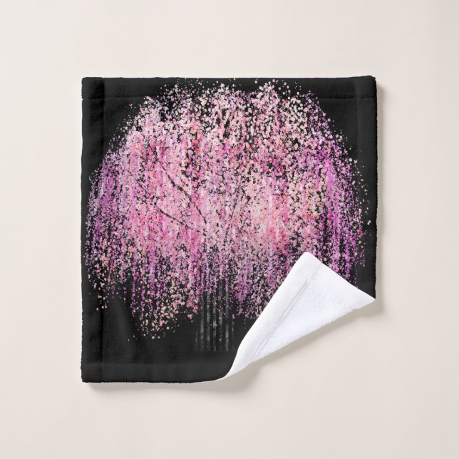 Ein schöner Kirschbaum Badhandtuch Set (Waschlappen)
