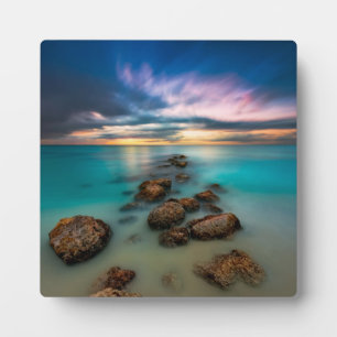 Ein schöner Sonnenuntergang über der Bucht von Gra Fotoplatte