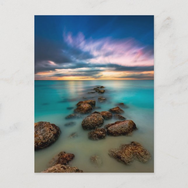 Ein schöner Sonnenuntergang über der Bucht von Gra Postkarte (Vorderseite)