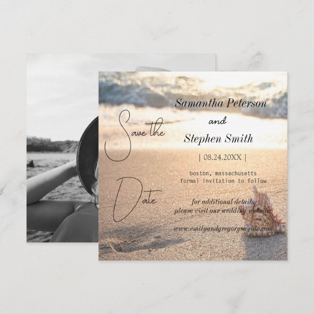 Ein schöner Strand auf den Seychellen, Ihr Bild ge Save The Date (Vorne/Hinten)