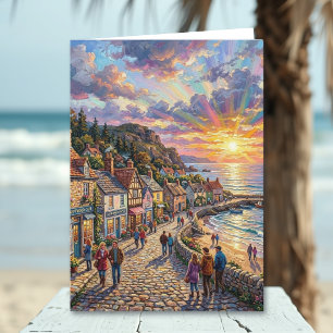 Ein schöner Stranddorf-Promenade Jubiläum Karte