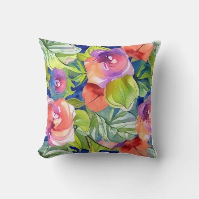 Ein schönes Aquarelldesign Kissen (Vorderseite)