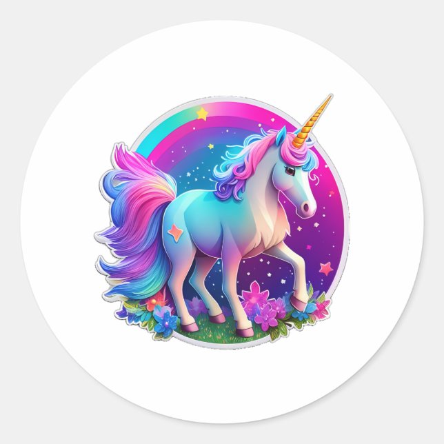 Ein schönes Einhorn Runder Aufkleber (Vorderseite)