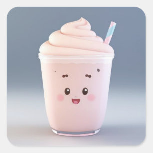 Ein schönes Glas Erdbeeren-Milchshake Quadratischer Aufkleber
