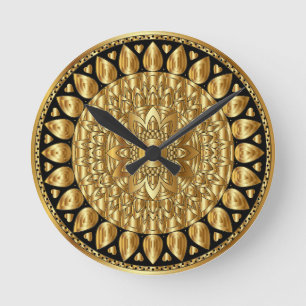 Ein schönes goldenes Mandala Runde Wanduhr