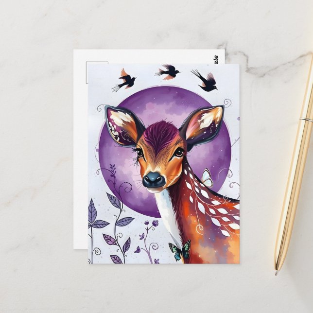 Ein schönes Hirsch Postkarte (Vorderseite/Rückseite Beispiel)